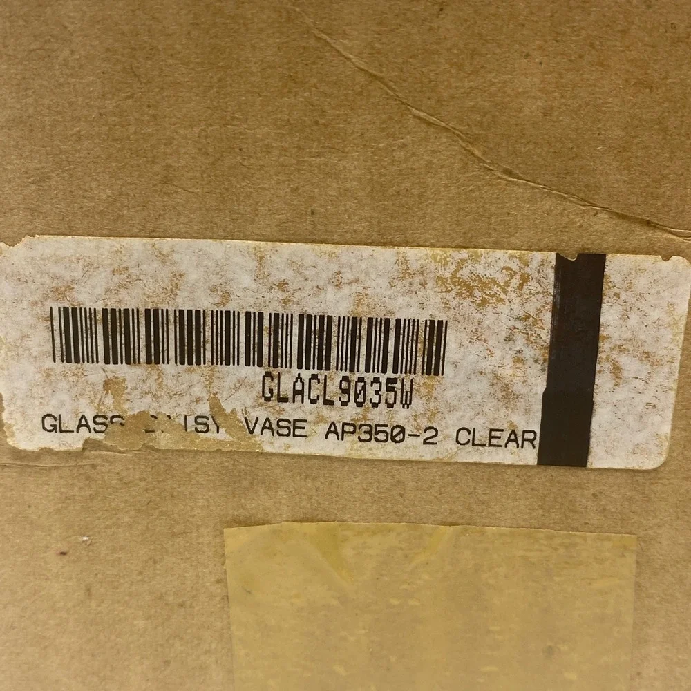 VTG  Hand‎ Blown Clear Art Glass Vase Yellow Orange Flower NOS
